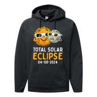 Total Solar Eclipse 2024 Glasses Funny Sun Moon Performance Fleece Hoodie