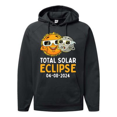 Total Solar Eclipse 2024 Glasses Funny Sun Moon Performance Fleece Hoodie