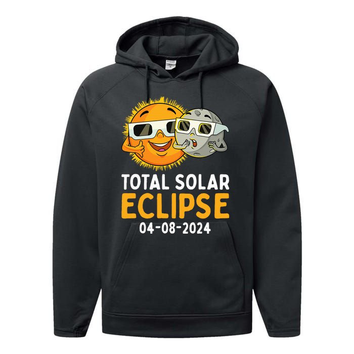 Total Solar Eclipse 2024 Glasses Funny Sun Moon Performance Fleece Hoodie