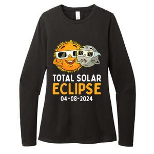 Total Solar Eclipse 2024 Glasses Funny Sun Moon Womens CVC Long Sleeve Shirt