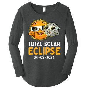 Total Solar Eclipse 2024 Glasses Funny Sun Moon Women's Perfect Tri Tunic Long Sleeve Shirt