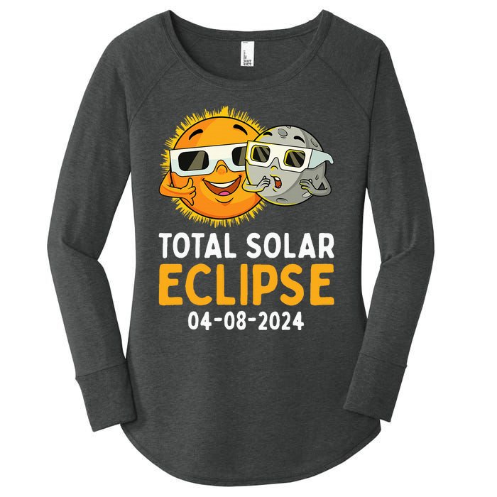 Total Solar Eclipse 2024 Glasses Funny Sun Moon Women's Perfect Tri Tunic Long Sleeve Shirt