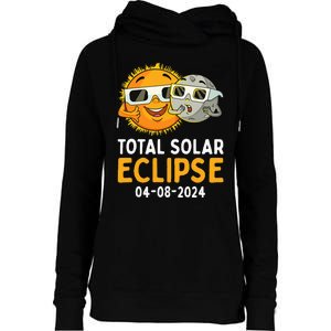 Total Solar Eclipse 2024 Glasses Funny Sun Moon Womens Funnel Neck Pullover Hood