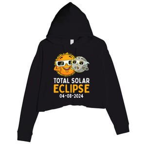 Total Solar Eclipse 2024 Glasses Funny Sun Moon Crop Fleece Hoodie