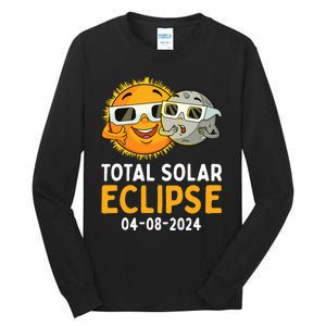 Total Solar Eclipse 2024 Glasses Funny Sun Moon Tall Long Sleeve T-Shirt