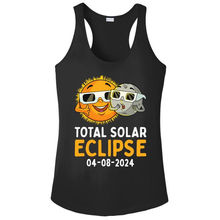 Total Solar Eclipse 2024 Glasses Funny Sun Moon Ladies PosiCharge Competitor Racerback Tank