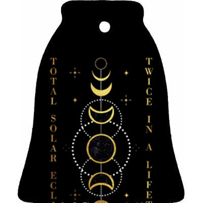 Total Solar Eclipse Twice In Lifetime April 08 2024 Gift Design Ceramic Bell Ornament