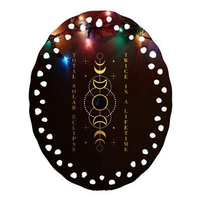 Total Solar Eclipse Twice In Lifetime April 08 2024 Gift Design Ceramic Oval Ornament