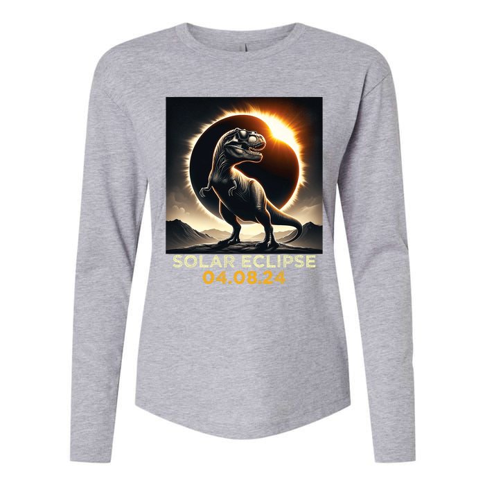 Total Solar Eclipse Trex April 8 2024 America Solar Eclipse Womens Cotton Relaxed Long Sleeve T-Shirt