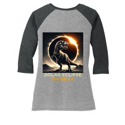 Total Solar Eclipse Trex April 8 2024 America Solar Eclipse Women's Tri-Blend 3/4-Sleeve Raglan Shirt