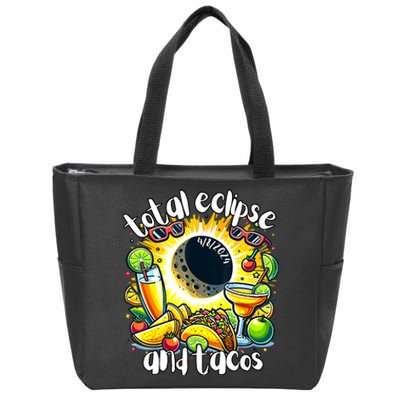 Total Solar Eclipse And Tacos 8th April 2024 Zip Tote Bag