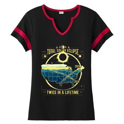 Total Solar Eclipse Twice In A Lifetime 2024 Ladies Halftime Notch Neck Tee