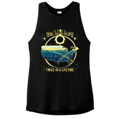 Total Solar Eclipse Twice In A Lifetime 2024 Ladies PosiCharge Tri-Blend Wicking Tank