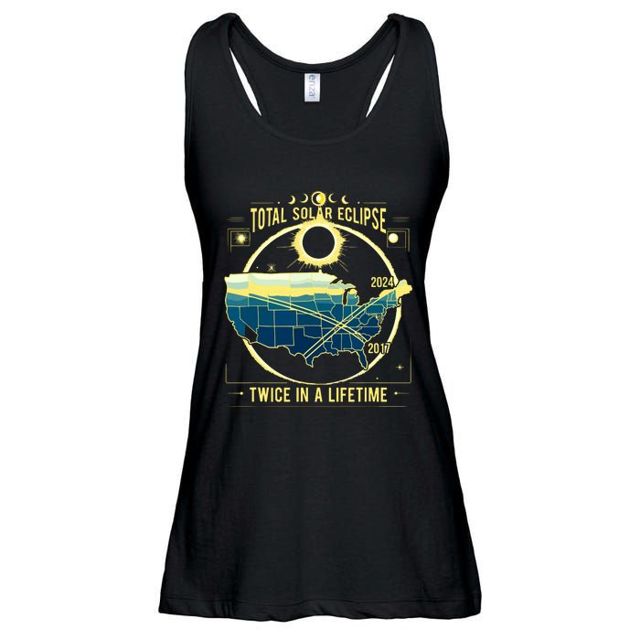 Total Solar Eclipse Twice In A Lifetime 2024 Ladies Essential Flowy Tank