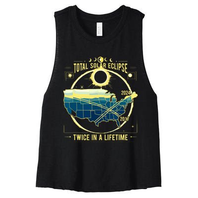 Total Solar Eclipse Twice In A Lifetime 2024 Women's Racerback Cropped Tank