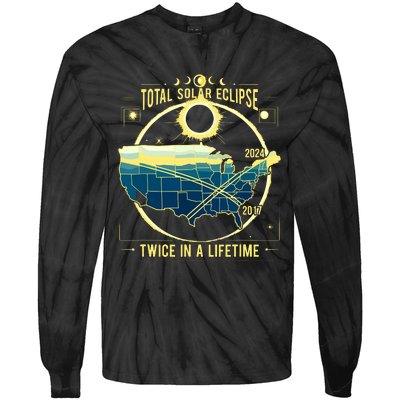 Total Solar Eclipse Twice In A Lifetime 2024 Tie-Dye Long Sleeve Shirt