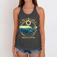 Total Solar Eclipse Twice In A Lifetime 2024 Women's Knotted Racerback Tank