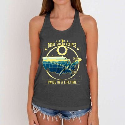 Total Solar Eclipse Twice In A Lifetime 2024 Women's Knotted Racerback Tank