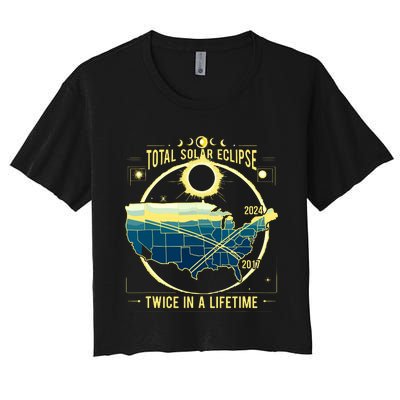 Total Solar Eclipse Twice In A Lifetime 2024 Women's Crop Top Tee