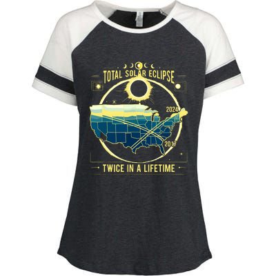 Total Solar Eclipse Twice In A Lifetime 2024 Enza Ladies Jersey Colorblock Tee