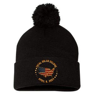 Total Solar Eclipse America April 8 2024 Usa Map Totality Pom Pom 12in Knit Beanie