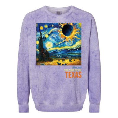 Total Solar Eclipse 2024 Texas Painting Colorblast Crewneck Sweatshirt