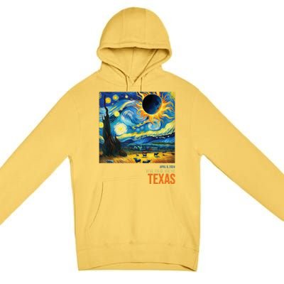 Total Solar Eclipse 2024 Texas Painting Premium Pullover Hoodie