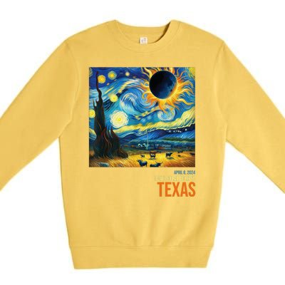 Total Solar Eclipse 2024 Texas Painting Premium Crewneck Sweatshirt