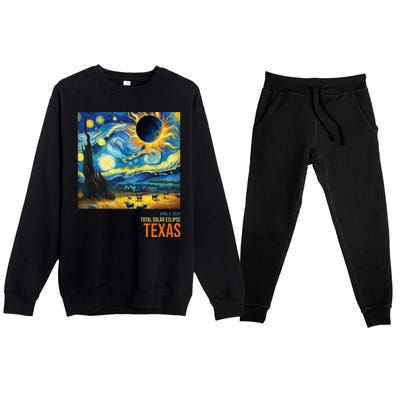 Total Solar Eclipse 2024 Texas Painting Premium Crewneck Sweatsuit Set