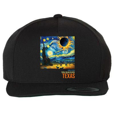 Total Solar Eclipse 2024 Texas Painting Wool Snapback Cap