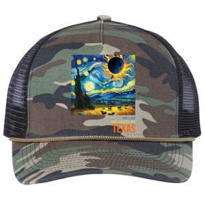 Total Solar Eclipse 2024 Texas Painting Retro Rope Trucker Hat Cap