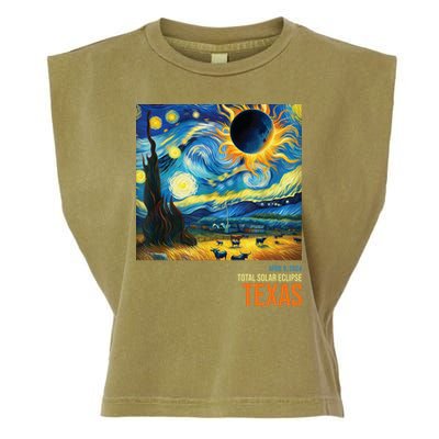 Total Solar Eclipse 2024 Texas Painting Garment-Dyed Women's Muscle Tee