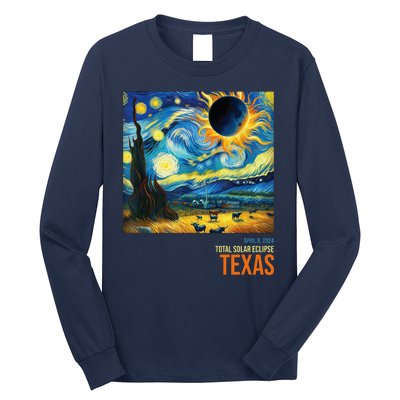 Total Solar Eclipse 2024 Texas Painting Long Sleeve Shirt