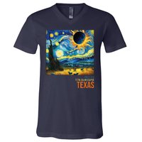 Total Solar Eclipse 2024 Texas Painting V-Neck T-Shirt