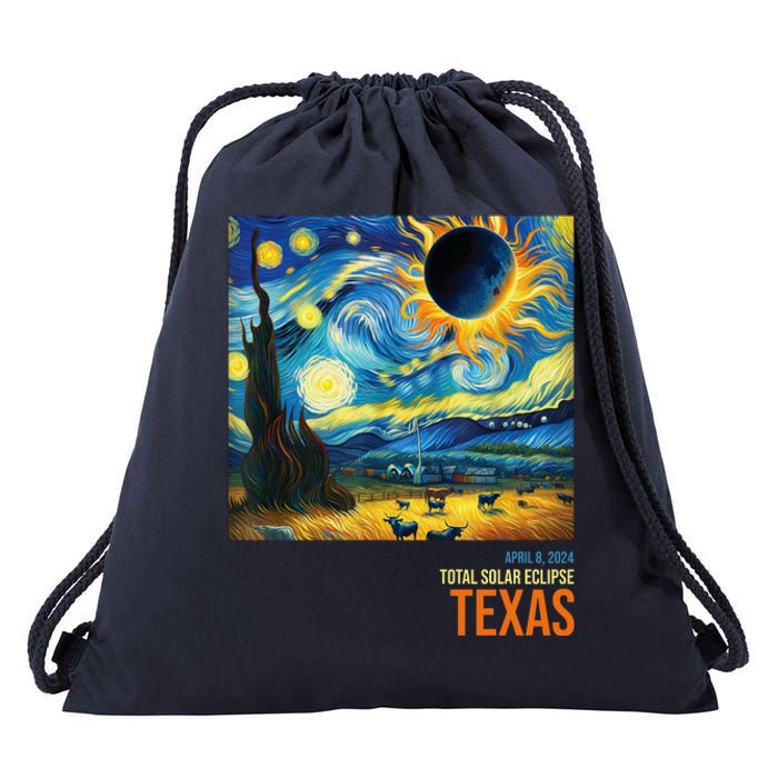 Total Solar Eclipse 2024 Texas Painting Drawstring Bag