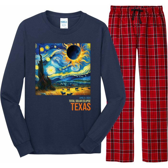 Total Solar Eclipse 2024 Texas Painting Long Sleeve Pajama Set