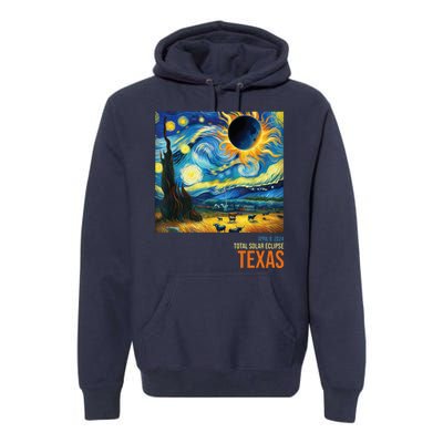 Total Solar Eclipse 2024 Texas Painting Premium Hoodie