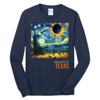 Total Solar Eclipse 2024 Texas Painting Tall Long Sleeve T-Shirt