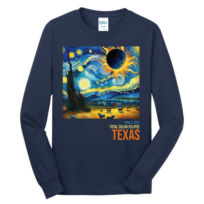 Total Solar Eclipse 2024 Texas Painting Tall Long Sleeve T-Shirt