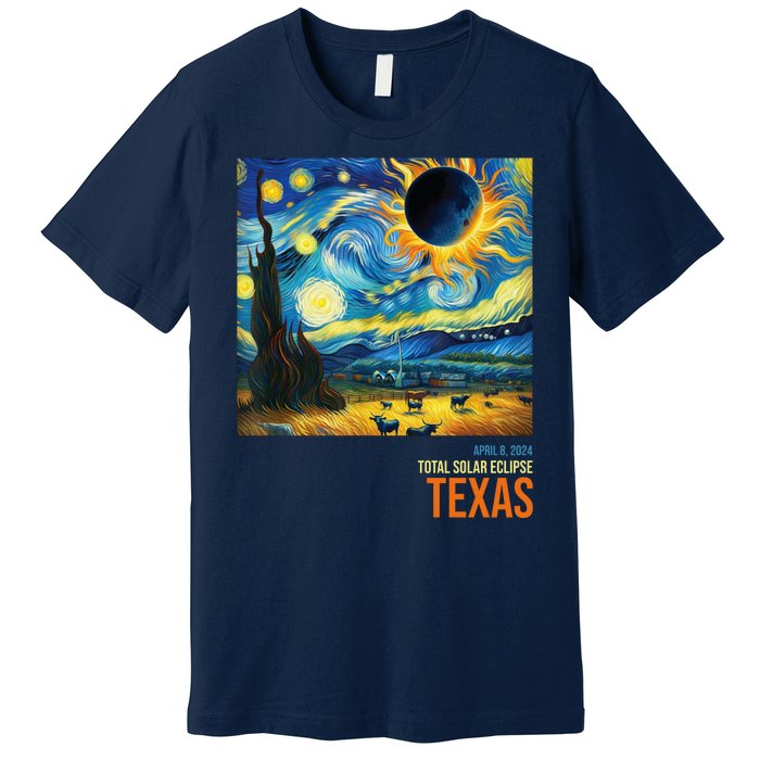 Total Solar Eclipse 2024 Texas Painting Premium T-Shirt