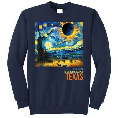 Total Solar Eclipse 2024 Texas Painting Tall Sweatshirt