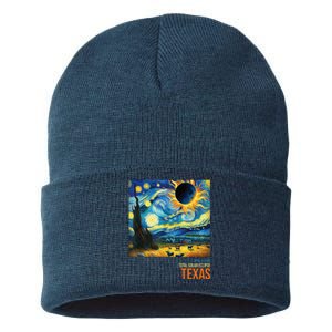 Total Solar Eclipse 2024 Texas Painting Sustainable Knit Beanie