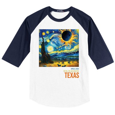 Total Solar Eclipse 2024 Texas Painting Baseball Sleeve Shirt