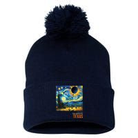 Total Solar Eclipse 2024 Texas Painting Pom Pom 12in Knit Beanie