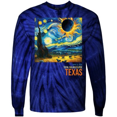 Total Solar Eclipse 2024 Texas Painting Tie-Dye Long Sleeve Shirt