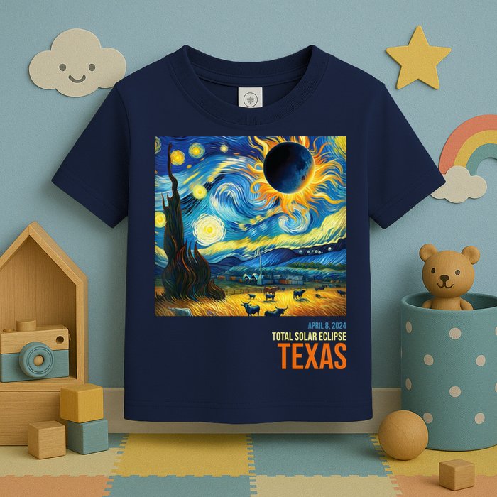 Total Solar Eclipse 2024 Texas Painting Toddler T-Shirt