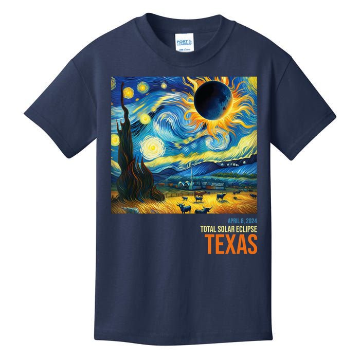Total Solar Eclipse 2024 Texas Painting Kids T-Shirt