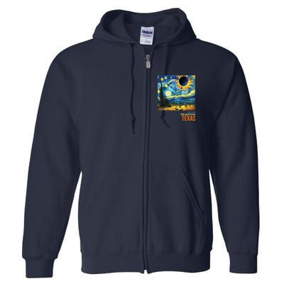 Total Solar Eclipse 2024 Texas Painting Full Zip Hoodie