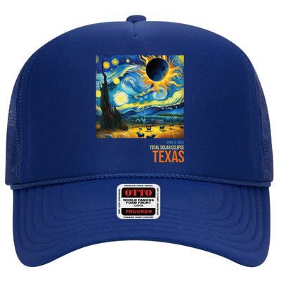 Total Solar Eclipse 2024 Texas Painting High Crown Mesh Back Trucker Hat