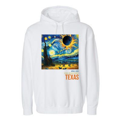 Total Solar Eclipse 2024 Texas Painting Garment-Dyed Fleece Hoodie